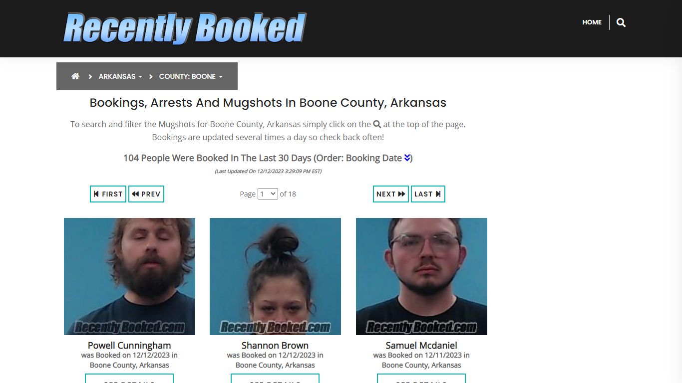 Recent bookings, Arrests, Mugshots in Boone County, Arkansas